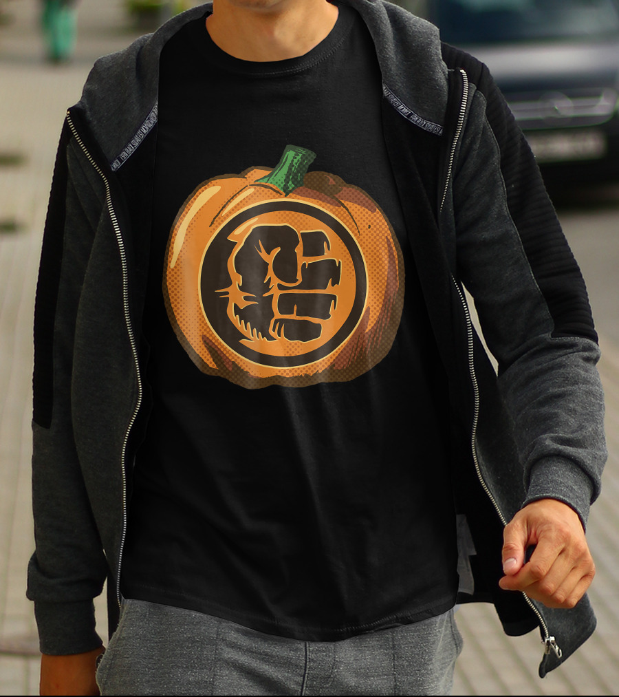 Hulk Fist Pumpkin Halloween Fusion In Comic T-Shirt