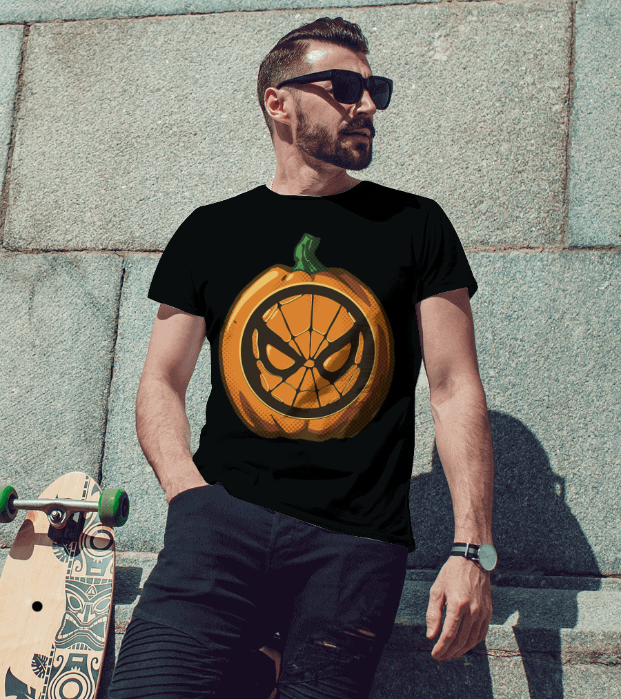 Spider Man Halloween Pumpkin Face Carving T-Shirt