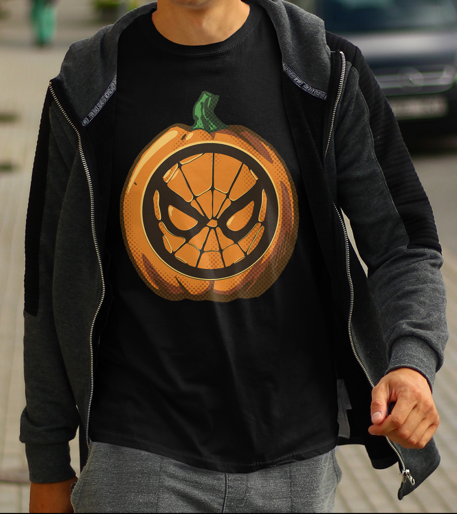 Spider Man Halloween Pumpkin Face Carving T-Shirt