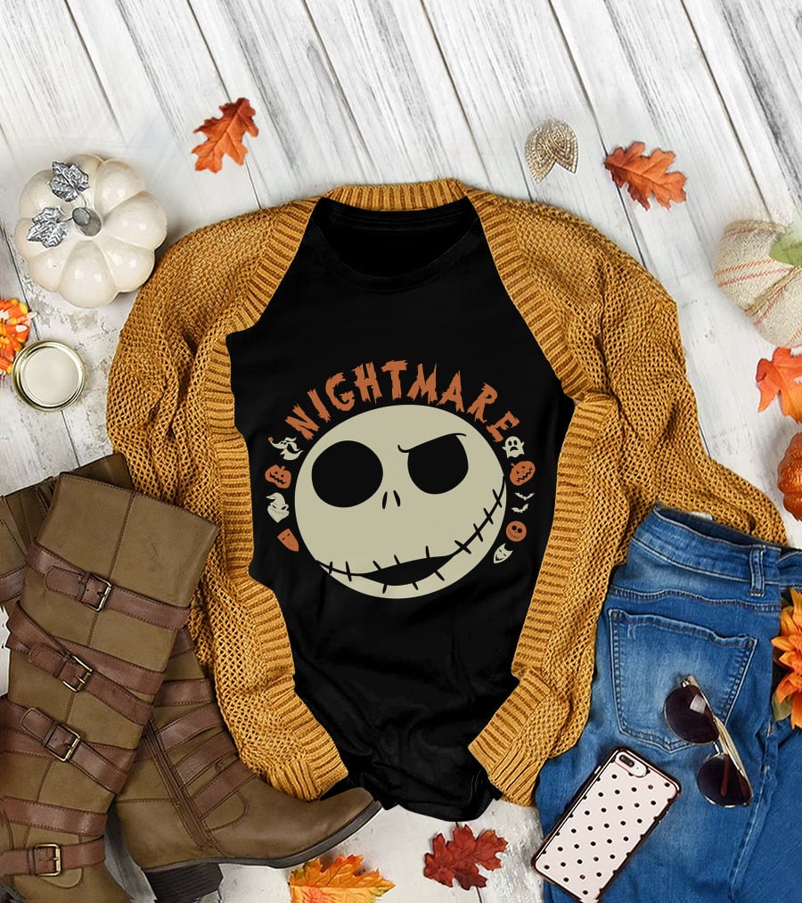 The Nightmare Before Christmas Jack Skellington Halloween Face T-Shirt