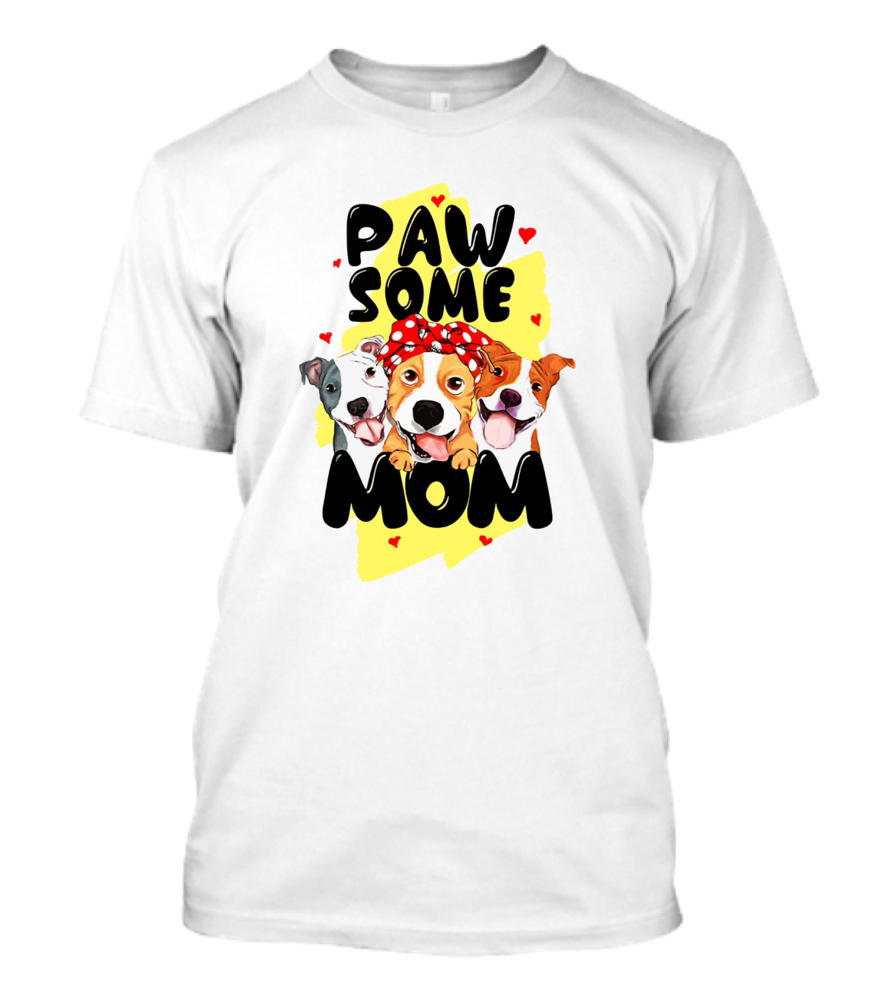 PAW SOME MOM Pups With Bandana And Hearts T-Shirt