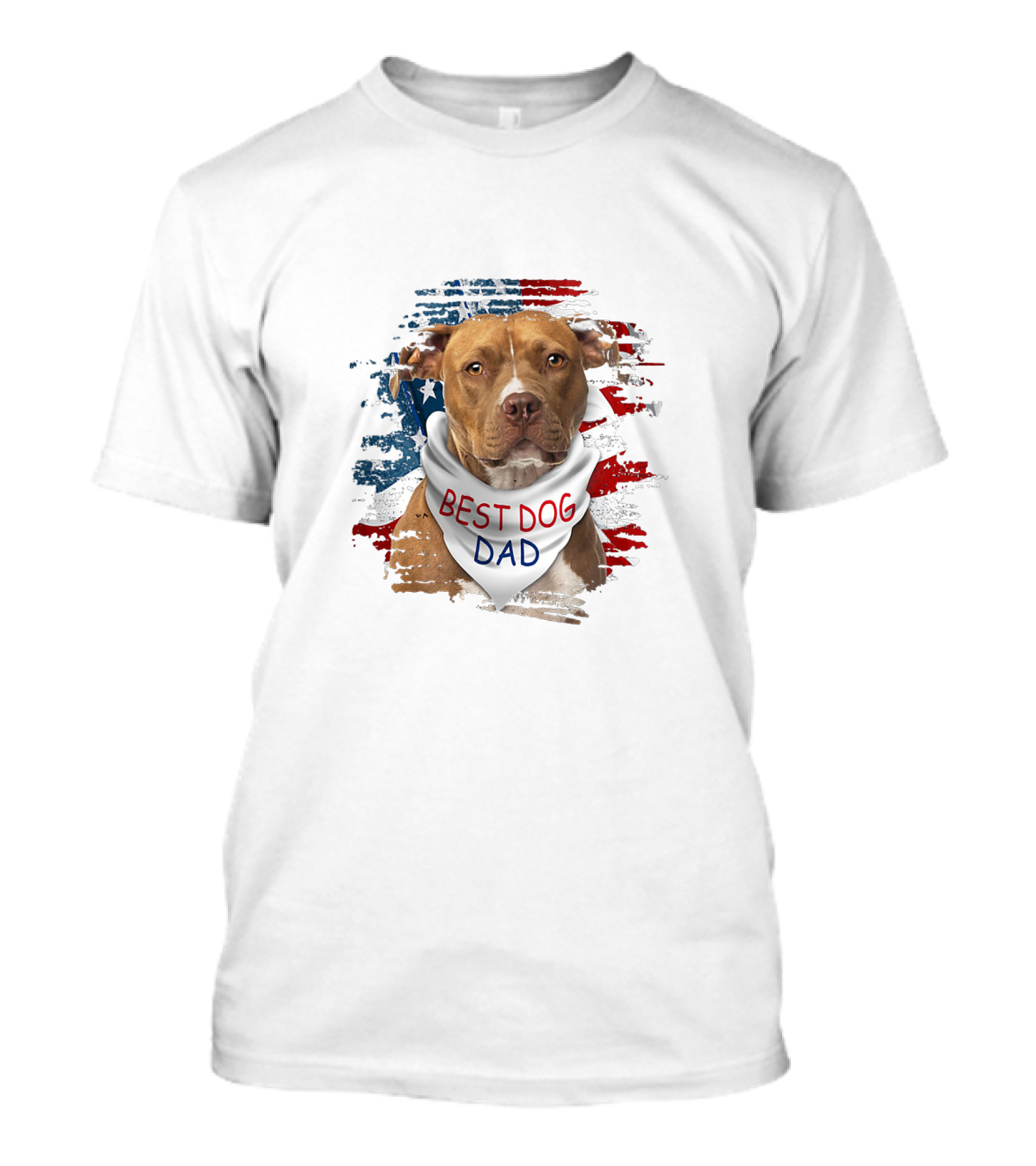 Best Dog Dad Patriotic American Flag Bandana Dog T-Shirt