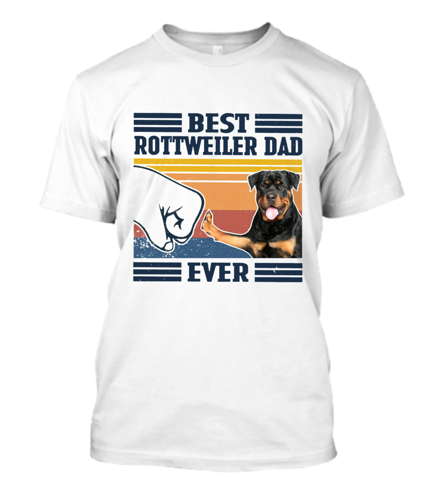 Best Rottweiler Dad Ever Vintage Fist Bump Stripes T-Shirt
