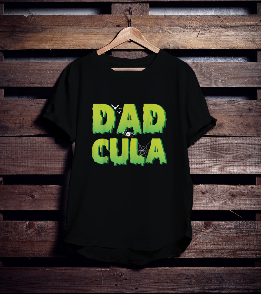 Dadcula Funny Halloween Dad Costume With Spider And Bat Graphics T-Shirt