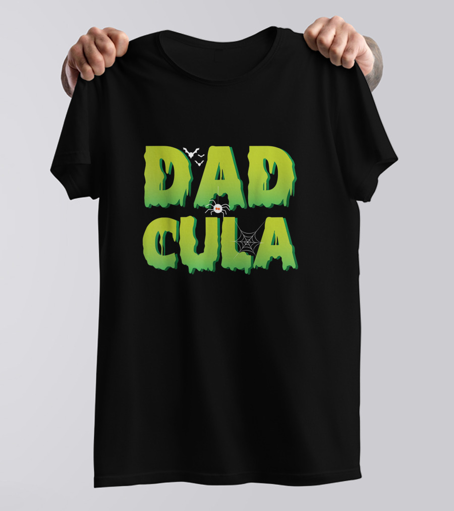 Dadcula Funny Halloween Dad Costume With Spider And Bat Graphics T-Shirt