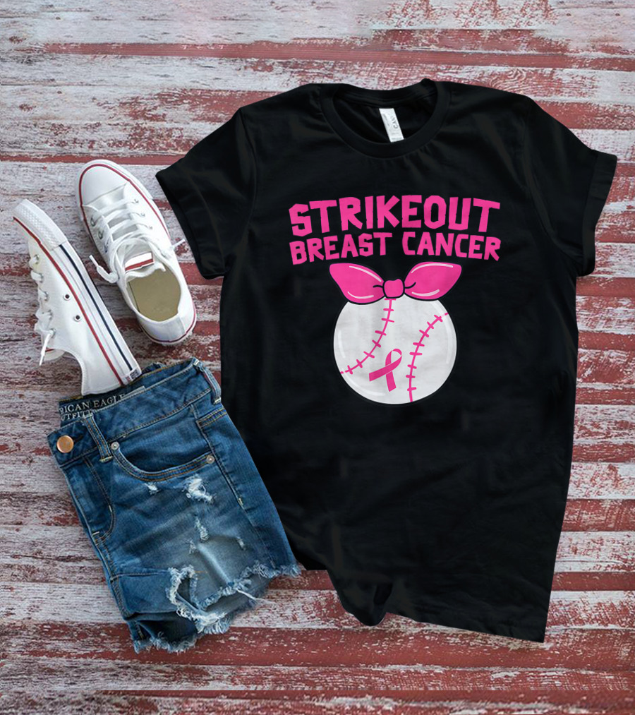 Strikeout Breast Cancer Awareness Baseball Pink T-Shirt