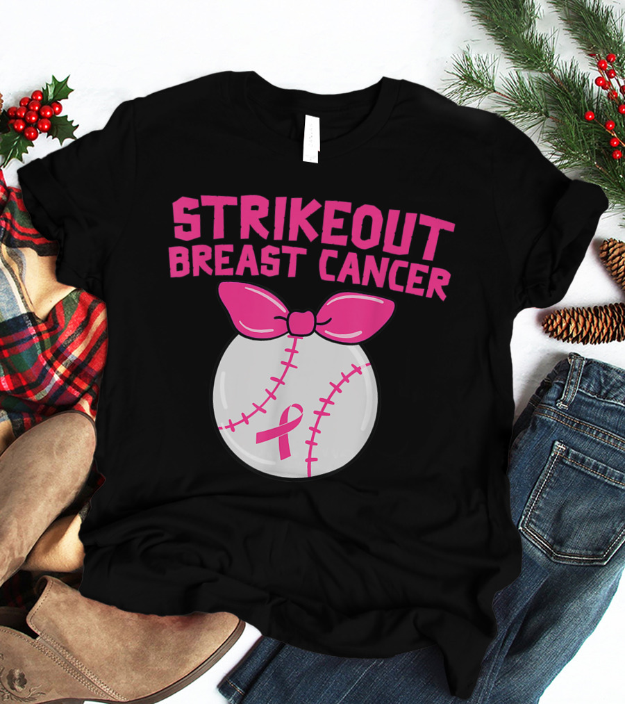 Strikeout Breast Cancer Awareness Baseball Pink T-Shirt