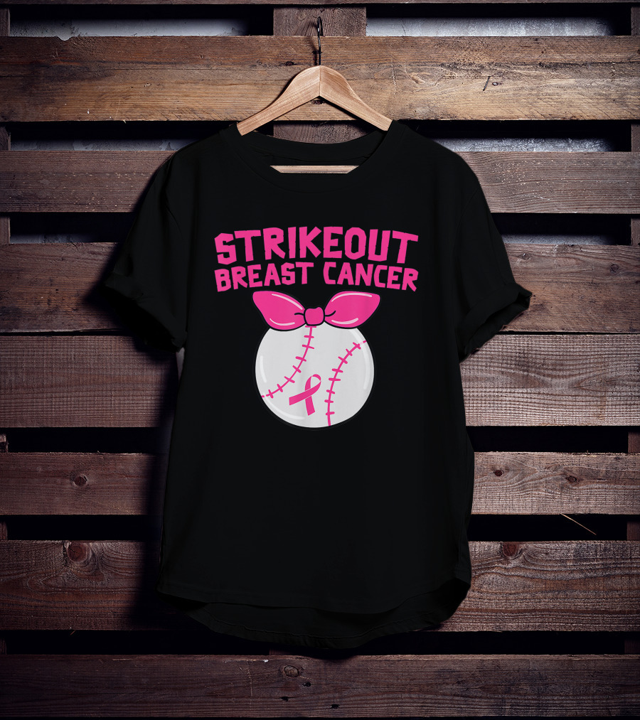 Strikeout Breast Cancer Awareness Baseball Pink T-Shirt