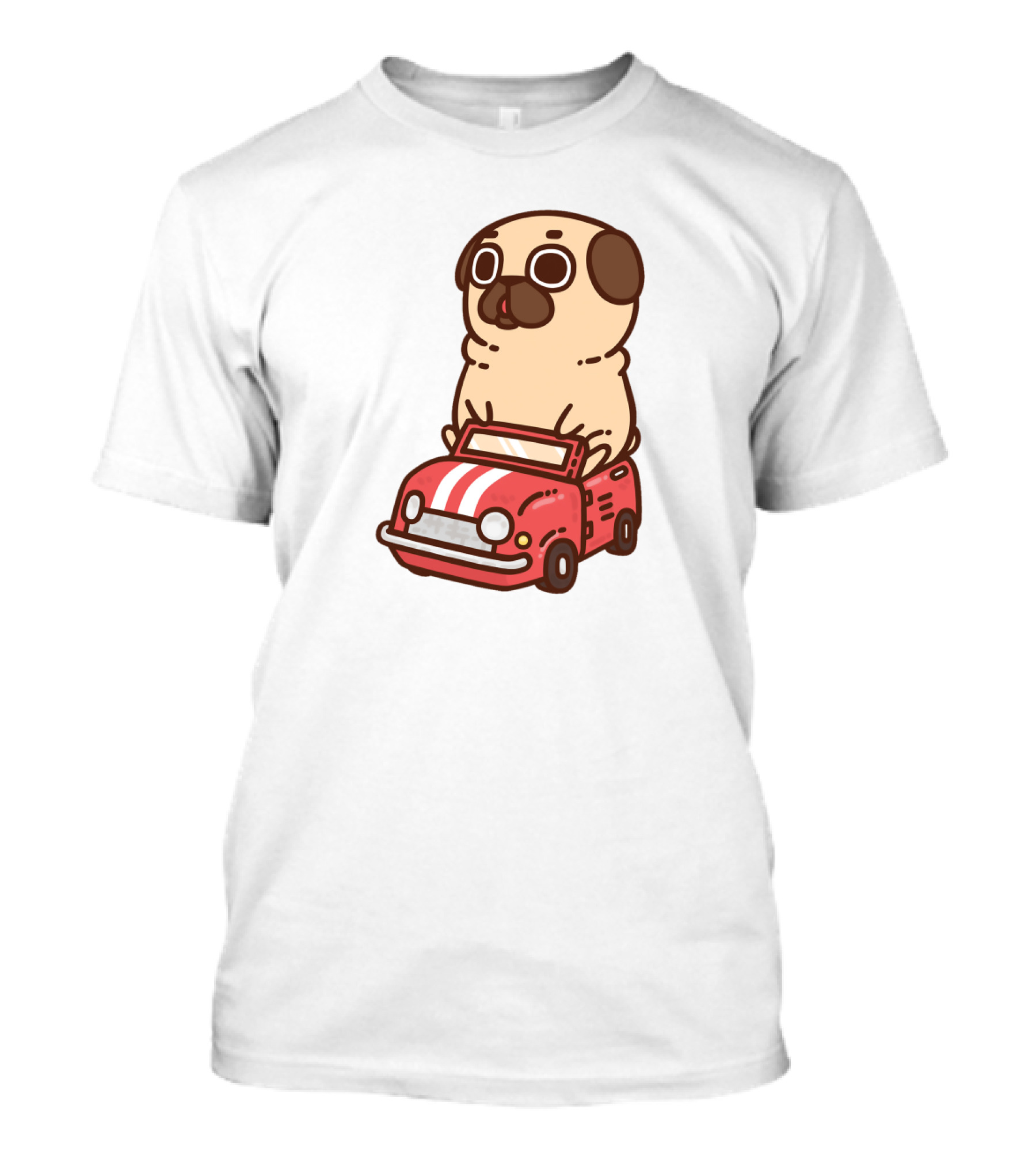 Cute Funny Puglie Beep Beep Driving A Car T-Shirt