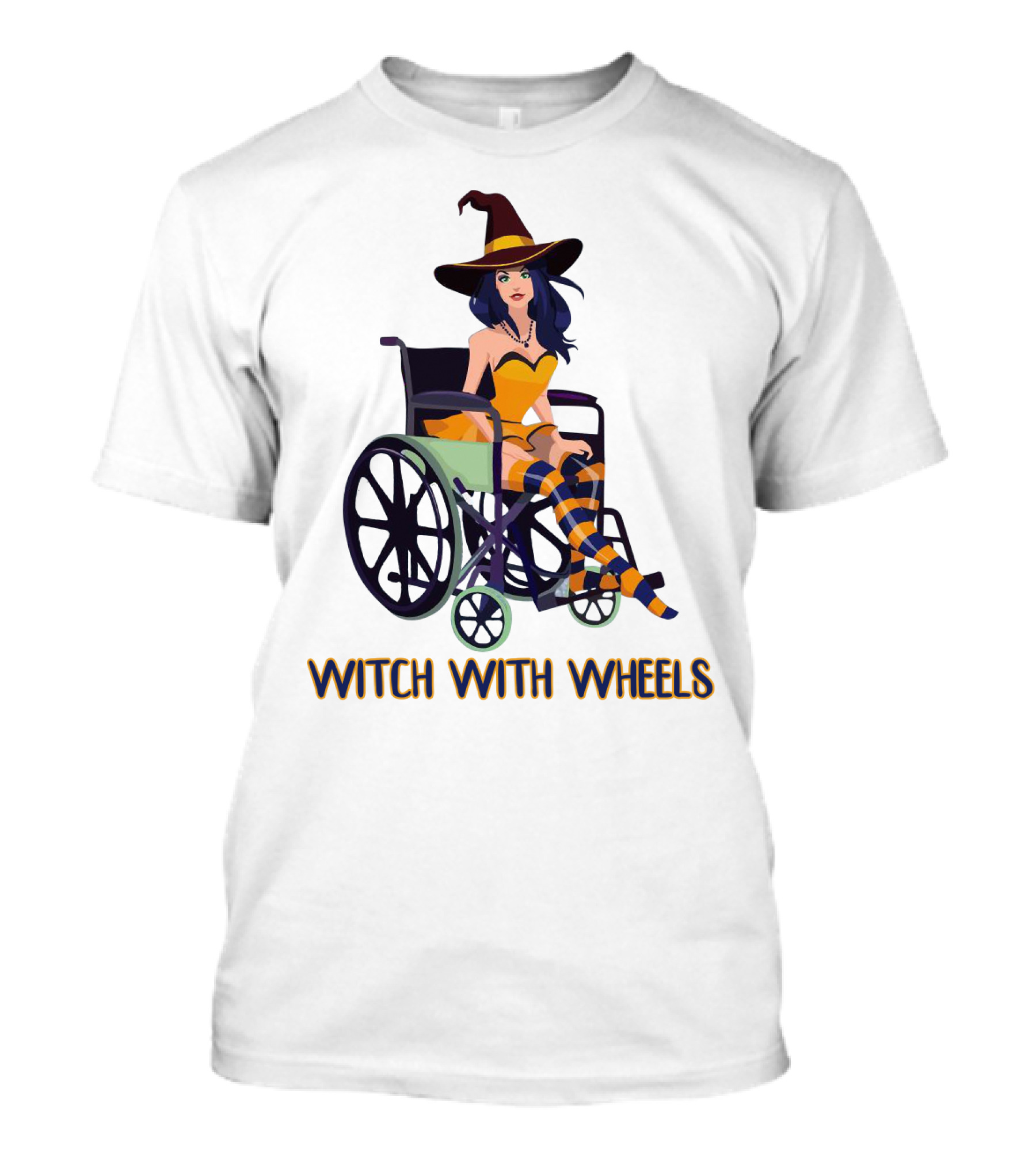 Witch With Wheels Halloween Funny Girls Women Disability Costume T-Shirt