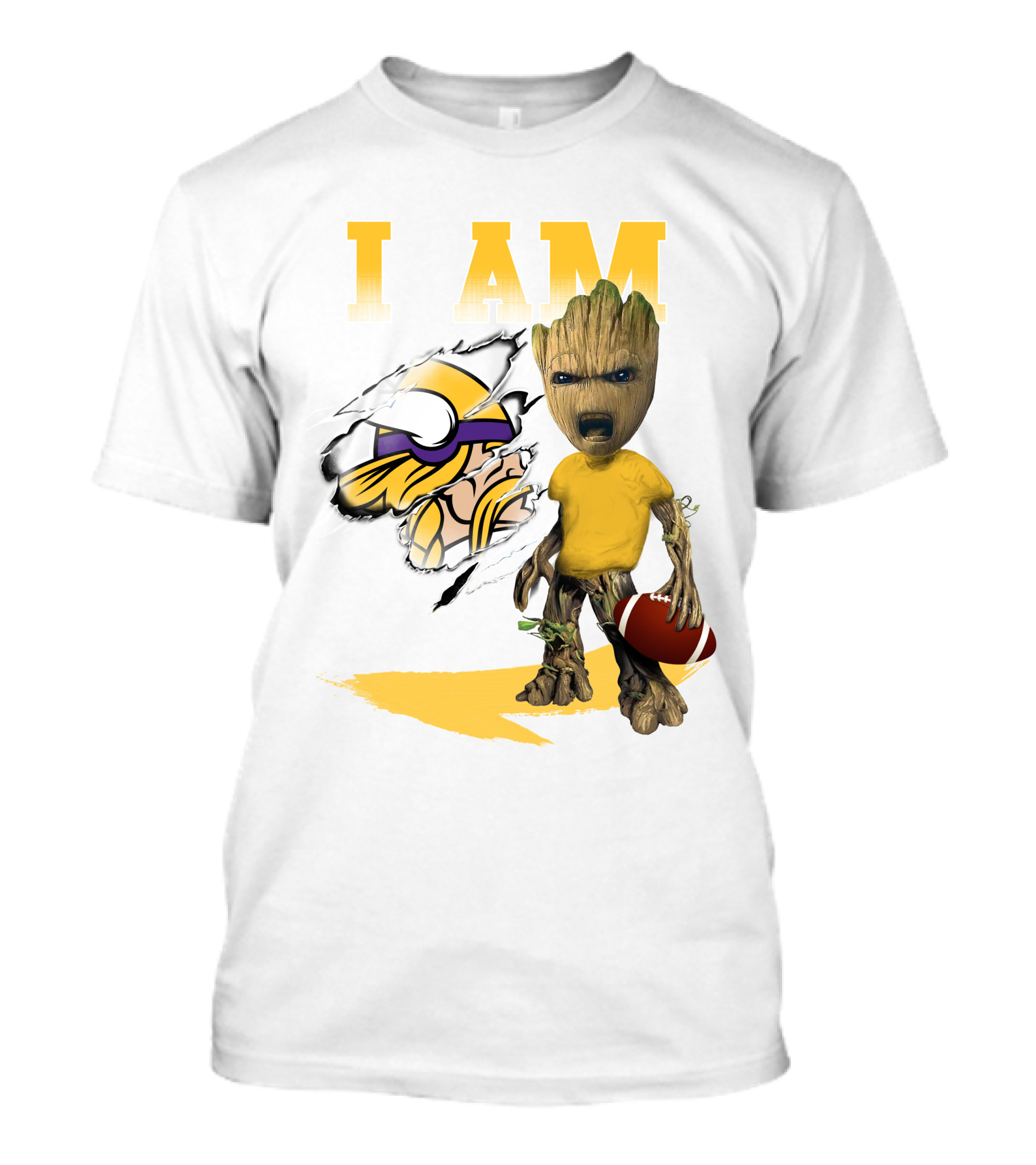 I AM Minnesota Vikings Baby Groot Football T-Shirt