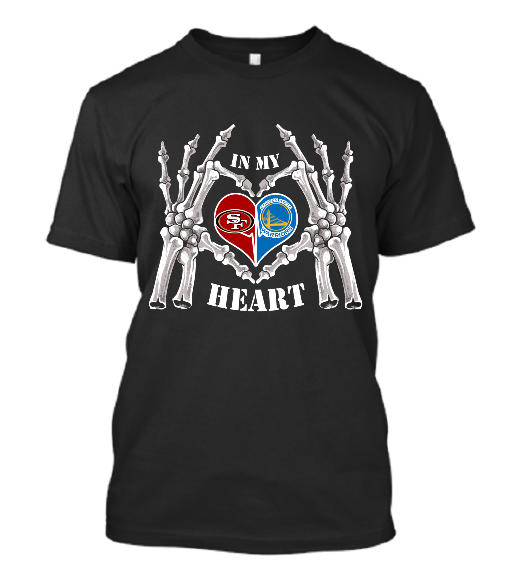 49ers Warriors In My Heart Halloween Skeleton Theme T-Shirt