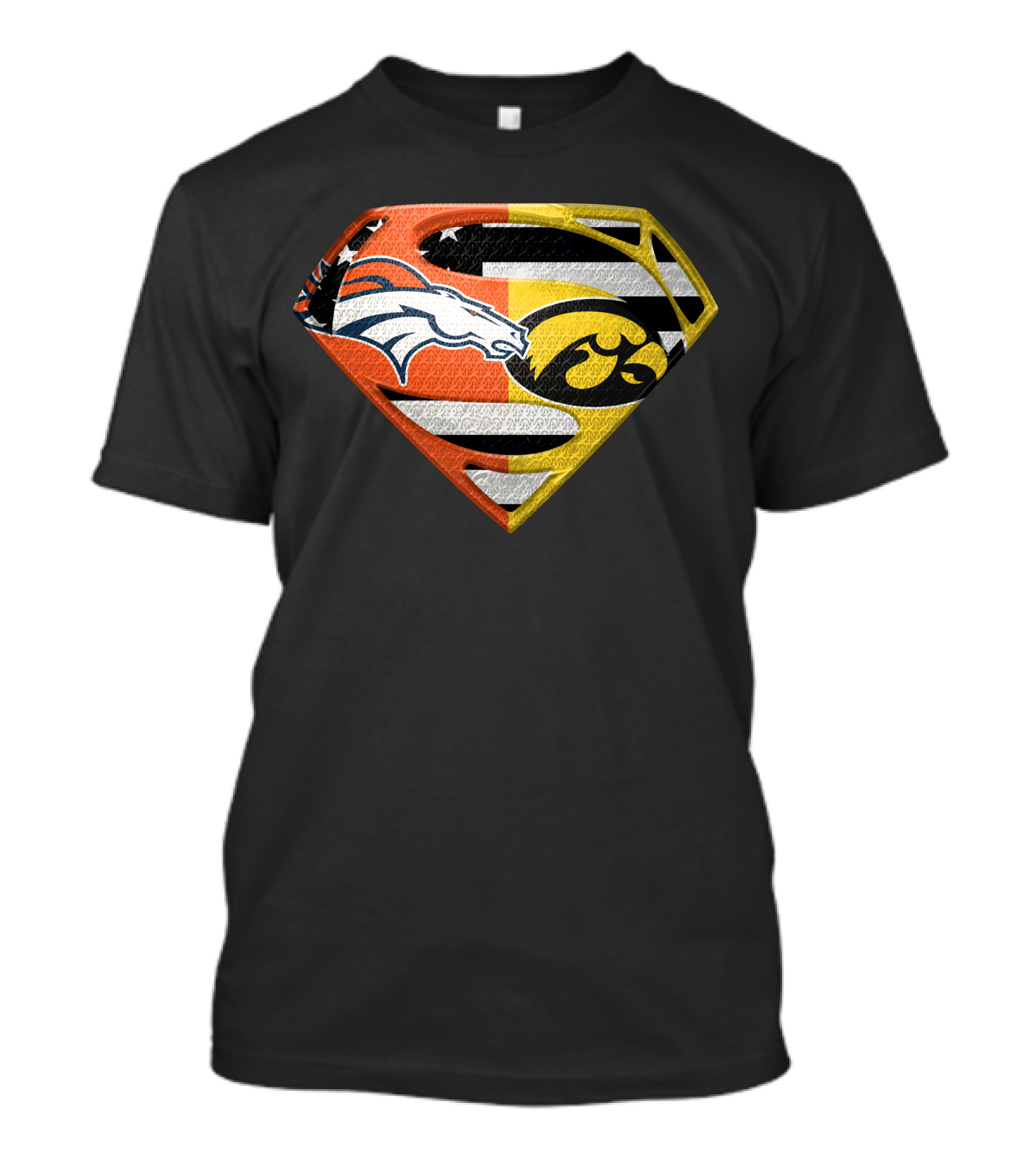 Superman Broncos Hawkeyes Logo Fusion On Spm T-Shirt