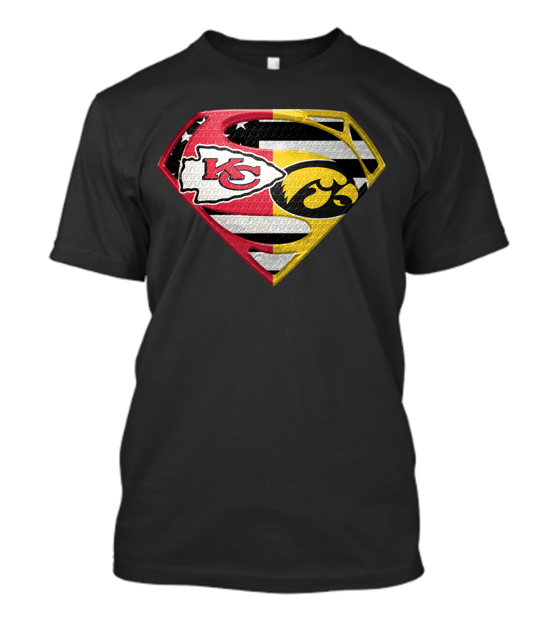 Superman Kc Chiefs Iowa Hawkeyes Flag T-Shirt