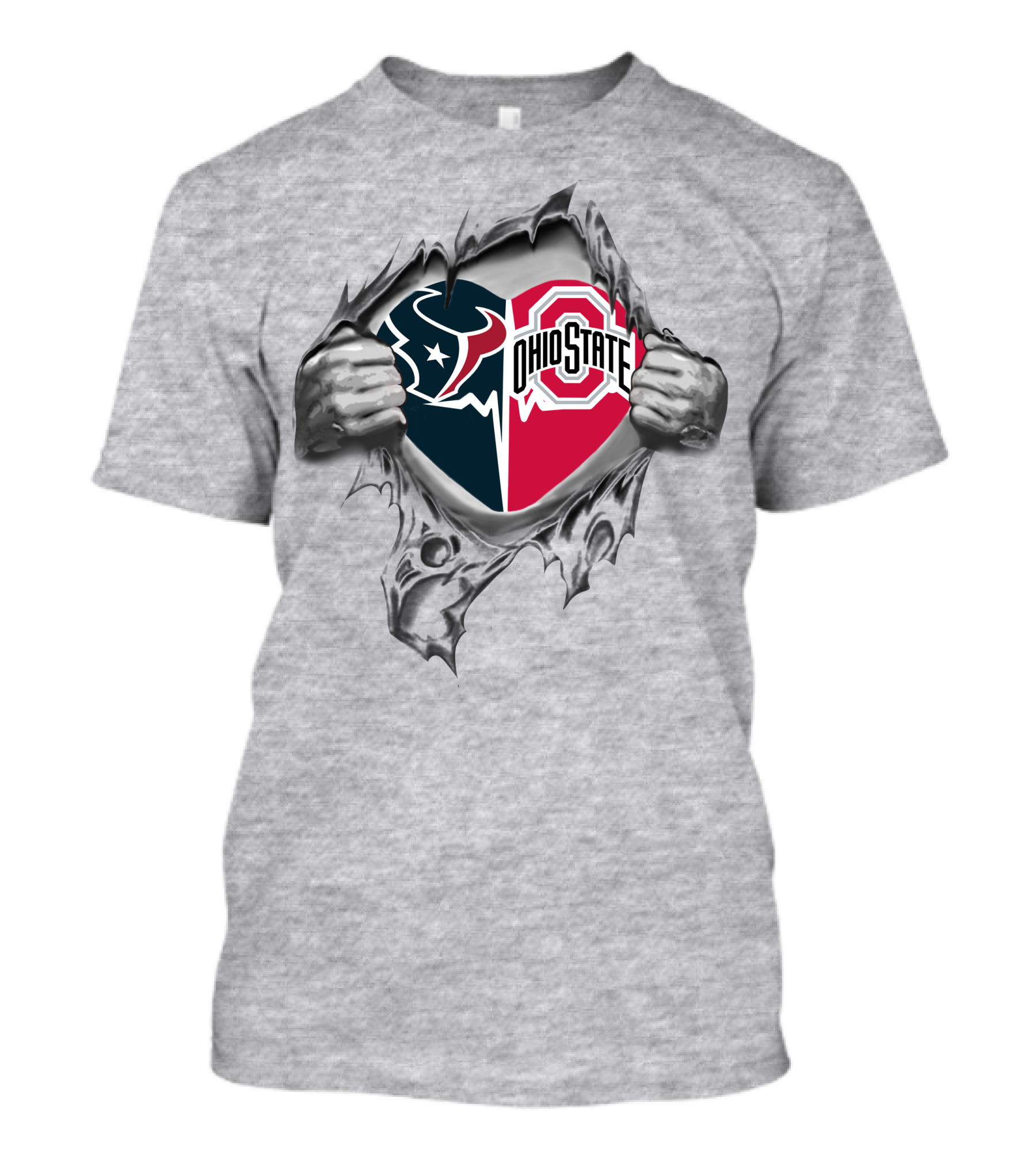 Houston Texans Ohio State Buckeyes Logo Fusion Tear T-Shirt