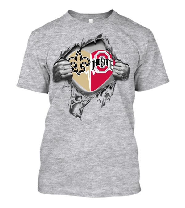 New Orleans Saints Ohio State Buckeyes Logo Tear T-Shirt