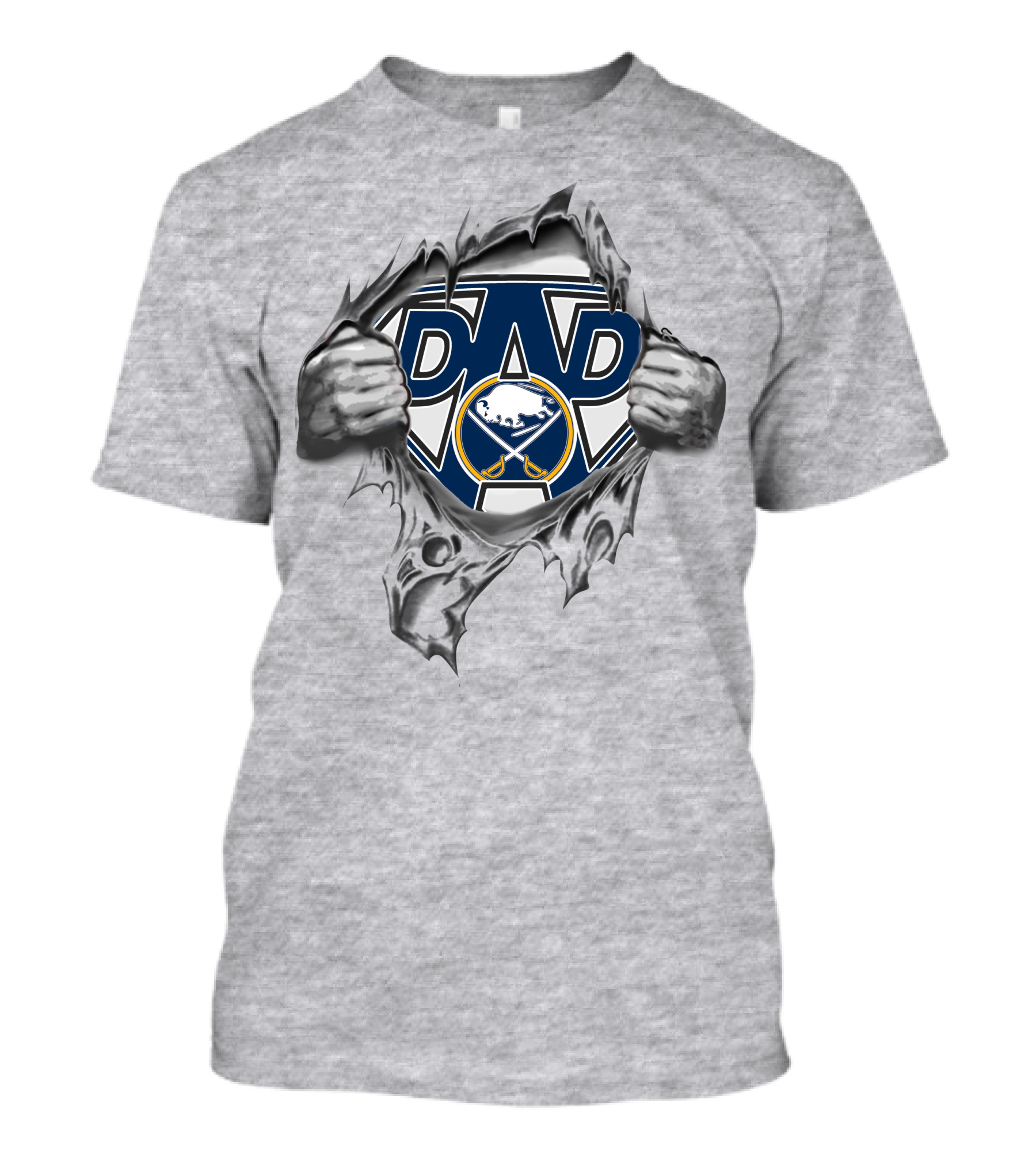 Buffalo Sabres Dad Logo Busting Out Super Dad Fan T-Shirt