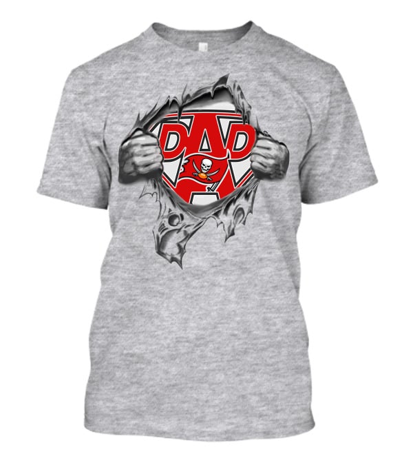 Super Dad Superhero Tampa Bay Buccaneers Logo Rip T-Shirt