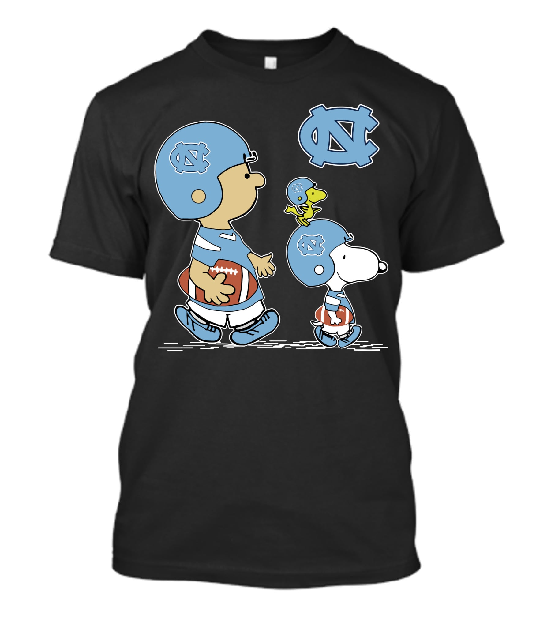 North Carolina Tar Heels Peanuts Characters Charlie Brown Snoopy Football Helmets T-Shirt