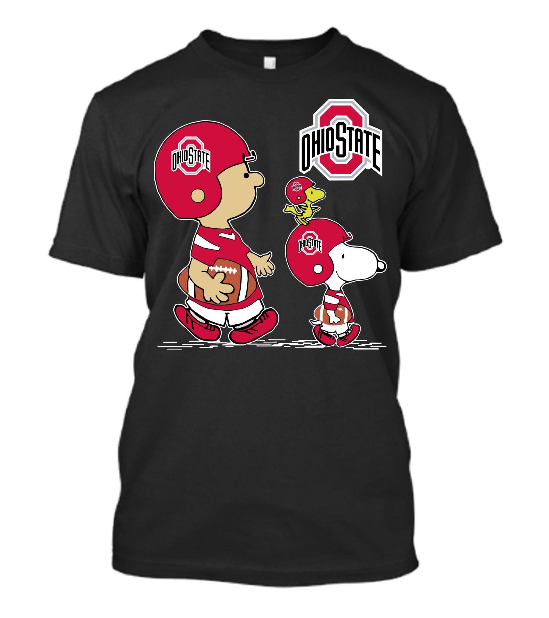 Ohio State Buckeyes Peanuts Characters Football Team Sports Helmet T-Shirt