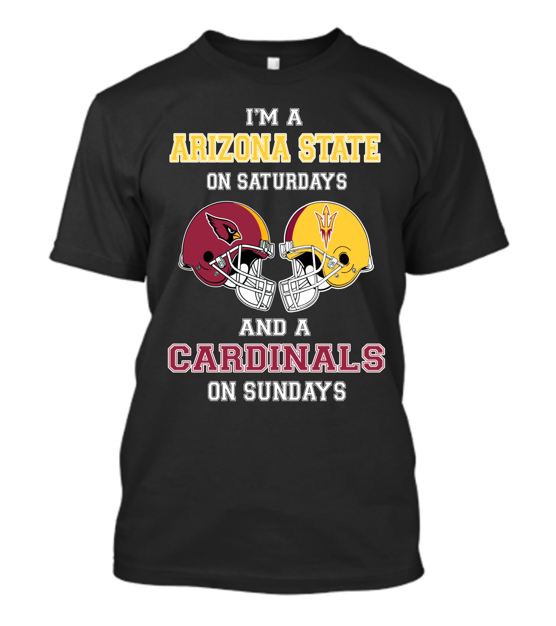 Arizona State Saturdays Cardinals Sundays Football Fan Dual Loyalty T-Shirt