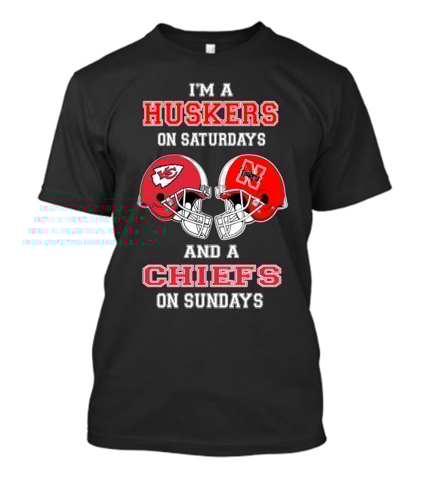 I'm A Huskers On Saturdays And A Chiefs On Sundays Football Helmets T-Shirt
