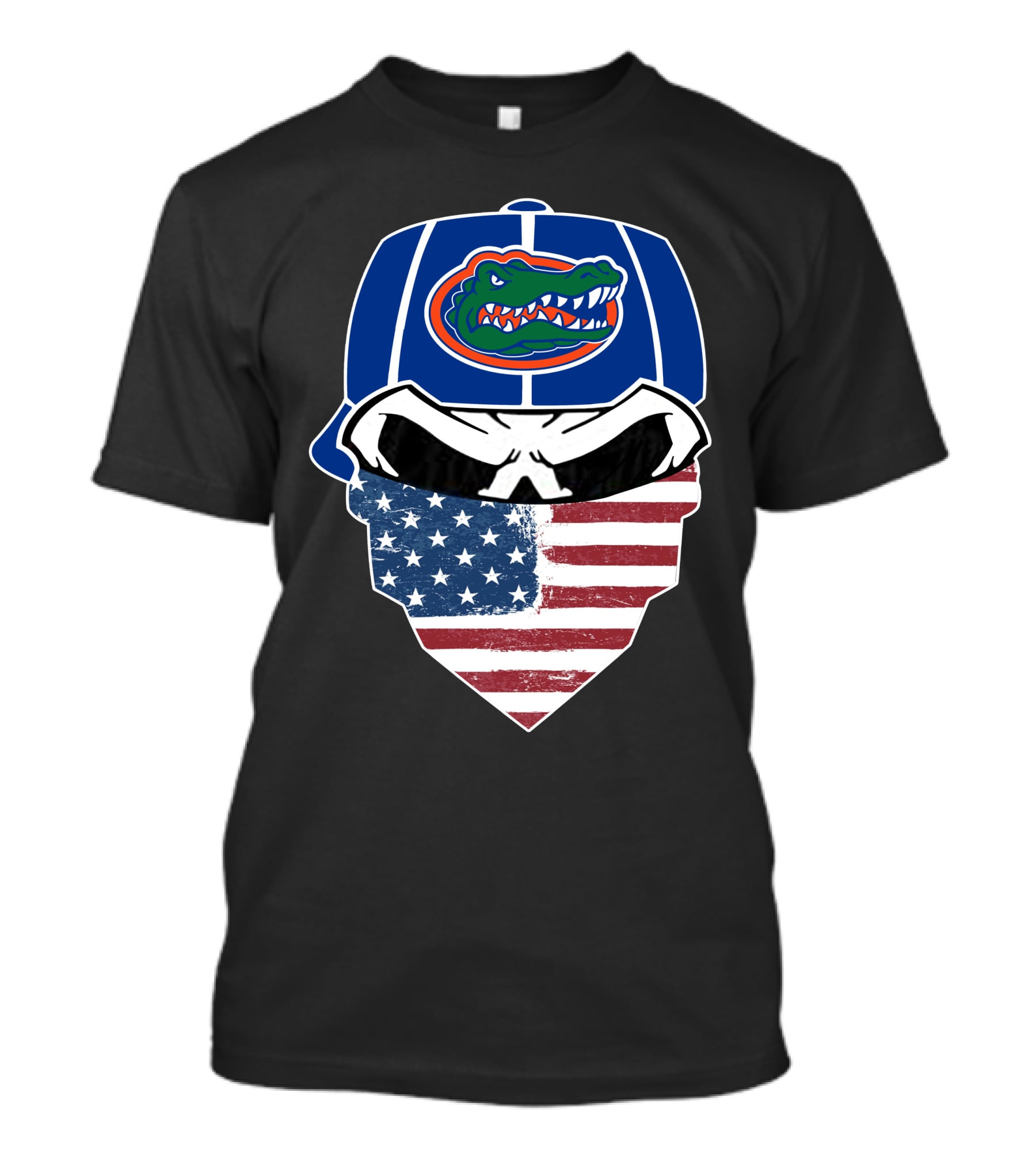 Gators Skuls American Flag Bandana Football Helmet T-Shirt