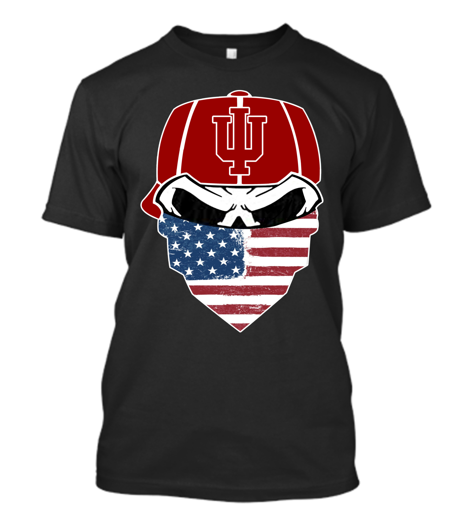 Indiana Hoosiers Skuls American Flag Bandana T-Shirt
