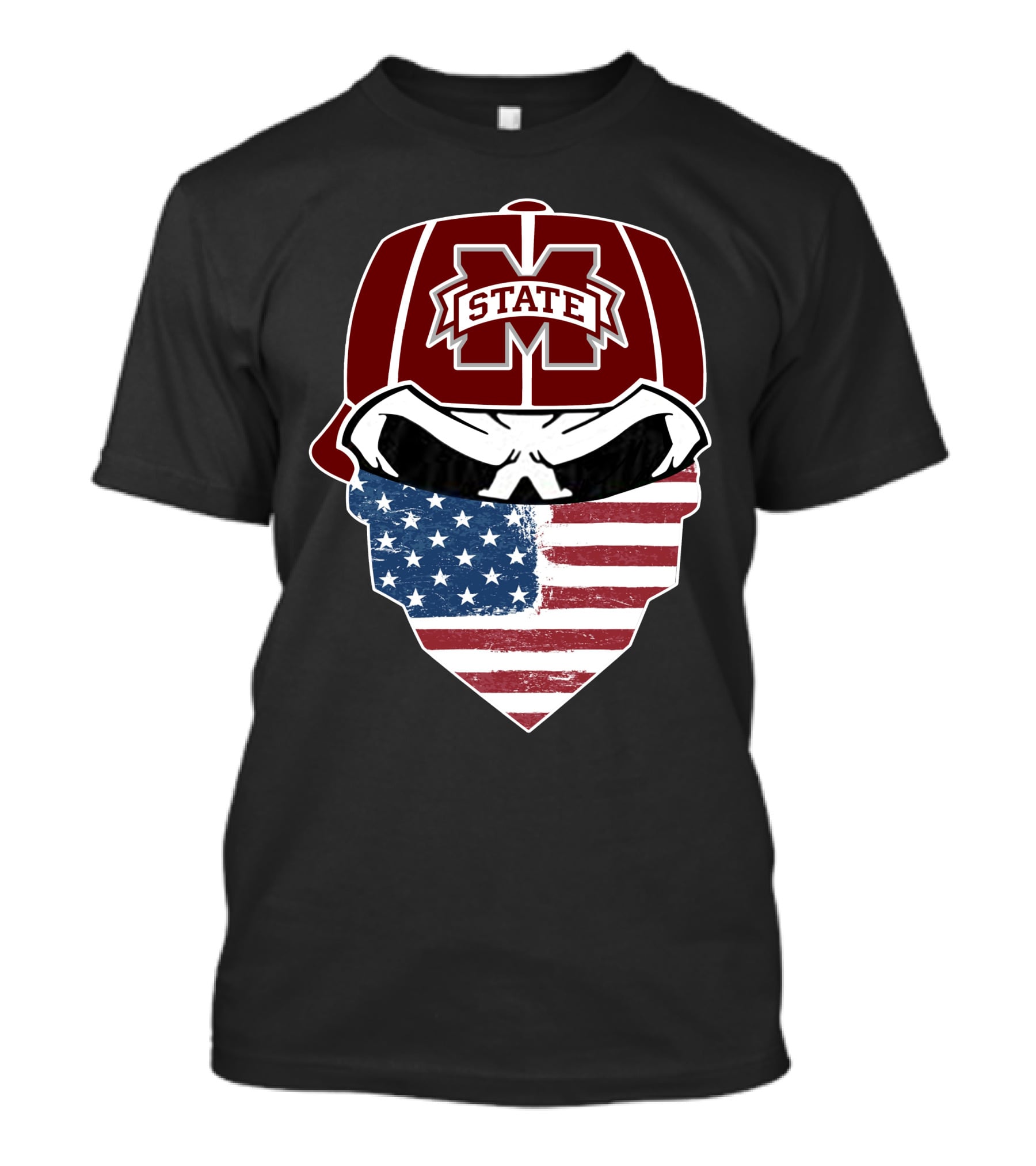 Mississippi State Skulls American Flag Bandana T-Shirt