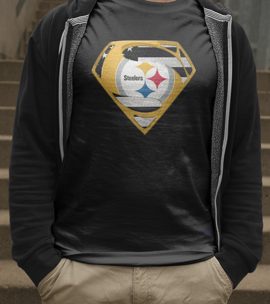 Steelers Superman Logo Shield Emblem Steelers Crest T-Shirt