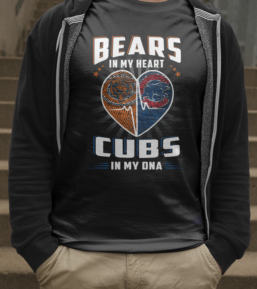 Bears In My Heart Cubs In My DNA Football Football Baseball T-Shirt