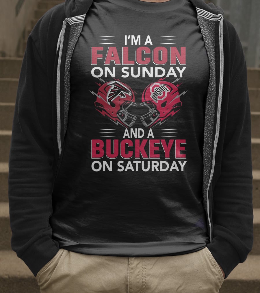 I'm A Falcon On Sunday And A Buckeye On Saturday Football Fan Helmet T-Shirt