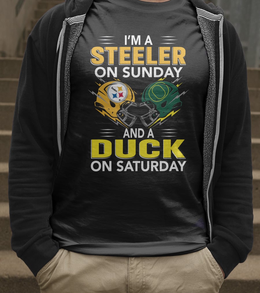 I'm A Steeler On Sunday And A Duck On Saturday Football Helmets T-Shirt