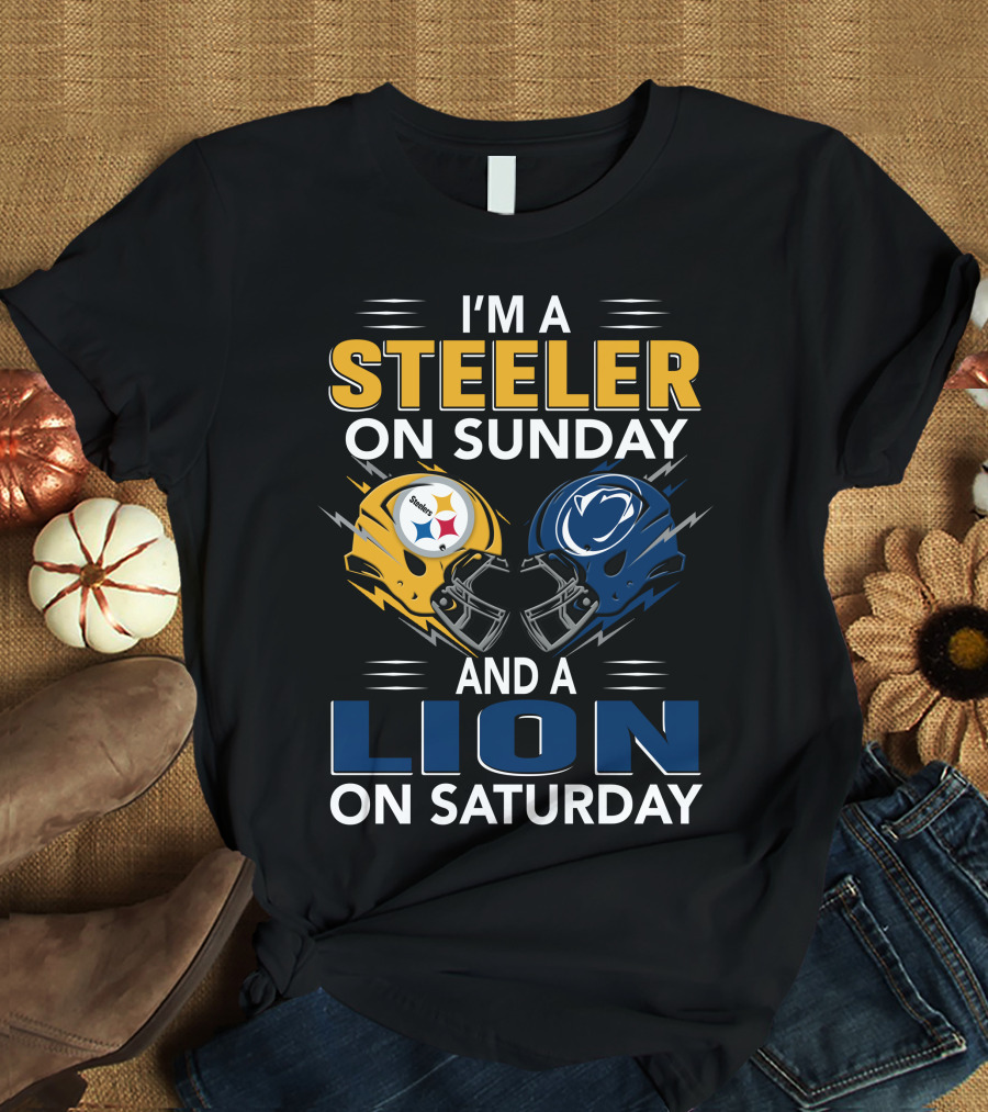 Steeler On Sunday Lion On Saturday Football Helmets T-Shirt