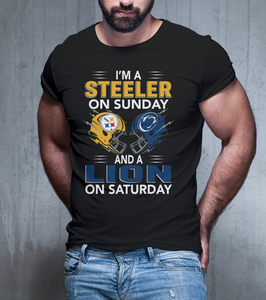 Steeler On Sunday Lion On Saturday Football Helmets T-Shirt