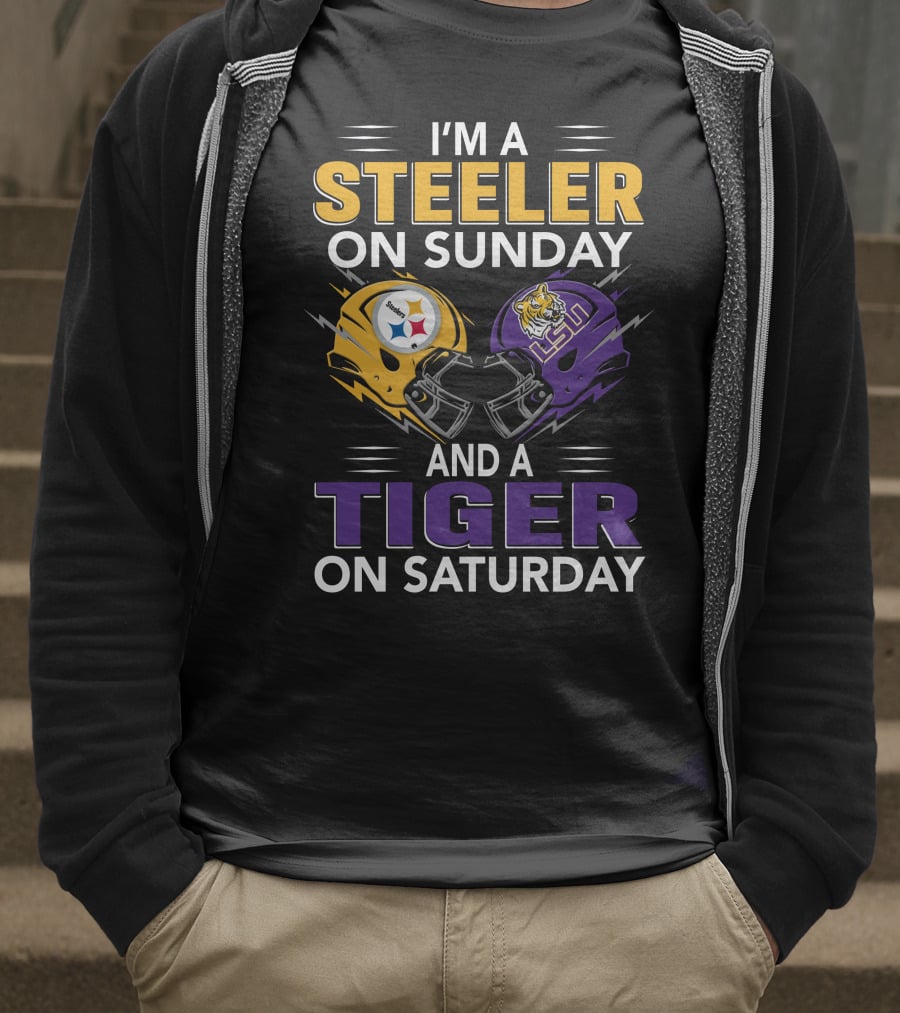 Steeler On Sunday And Tiger On Saturday Helmet T-Shirt