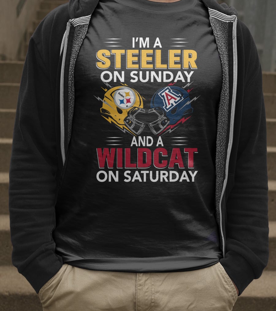 I'm A Steeler On Sunday And A Wildcat On Saturday Helmet Clash T-Shirt