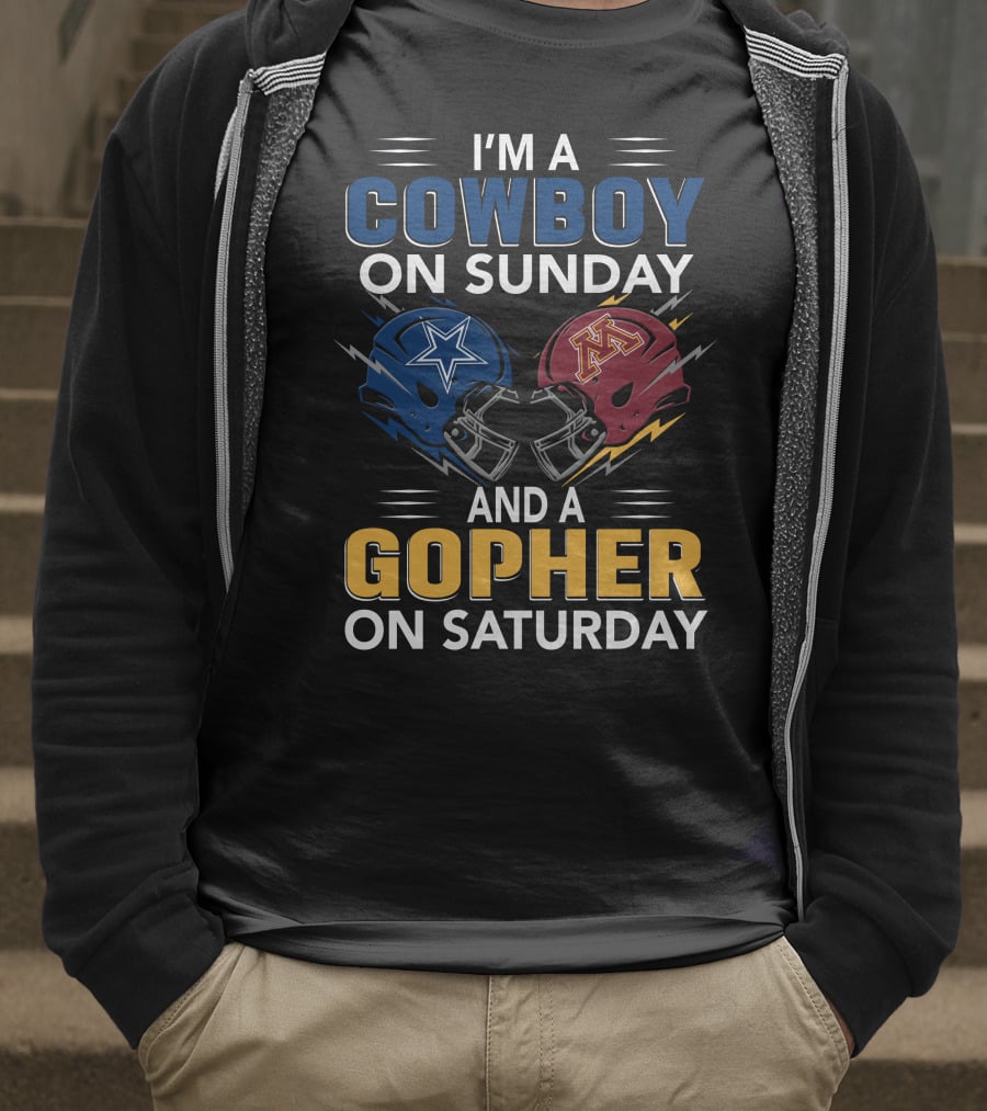 I'm A Cowboy On Sunday And A Gopher On Saturday With Helmet Designs T-Shirt