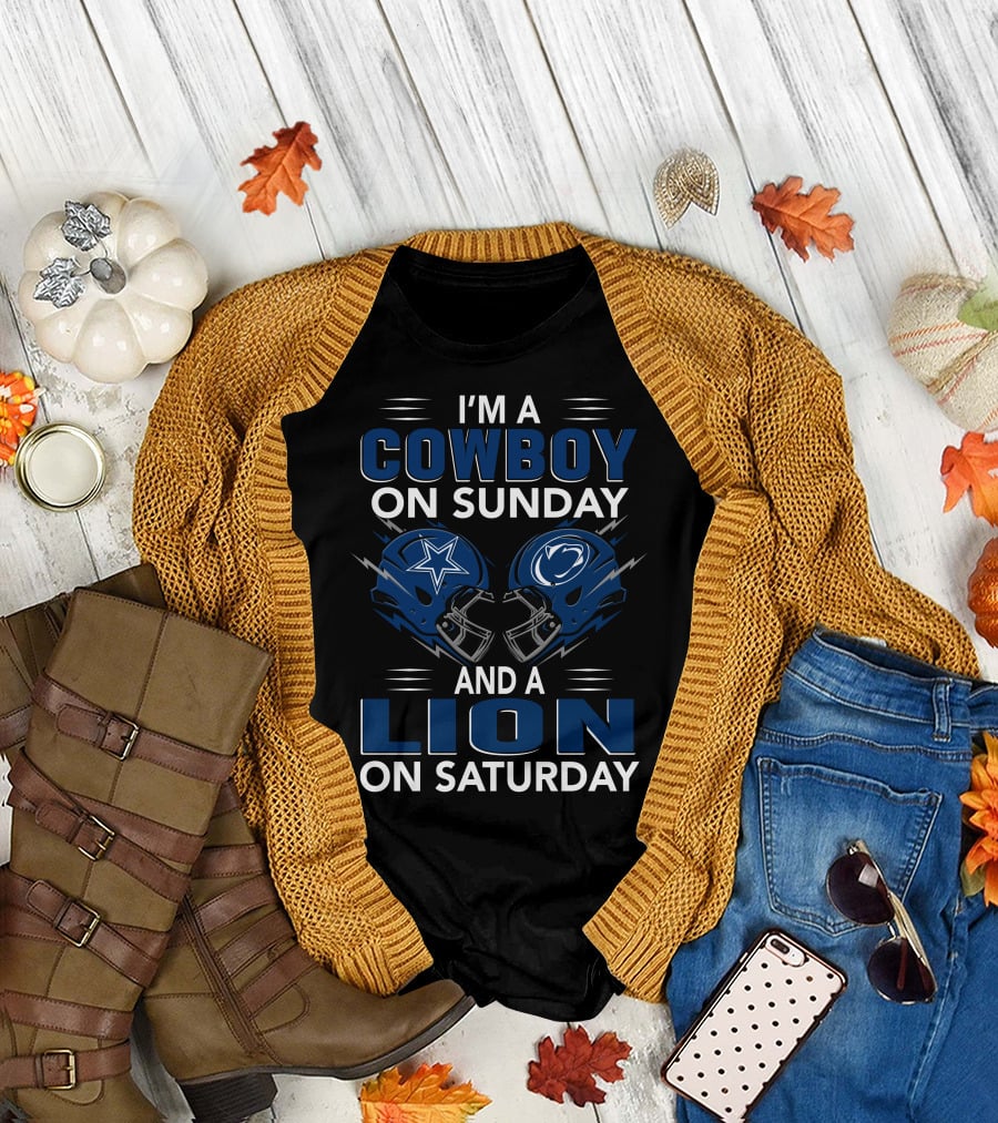 I'm A Cowboy On Sunday And A Lion On Saturday Helmets T-Shirt