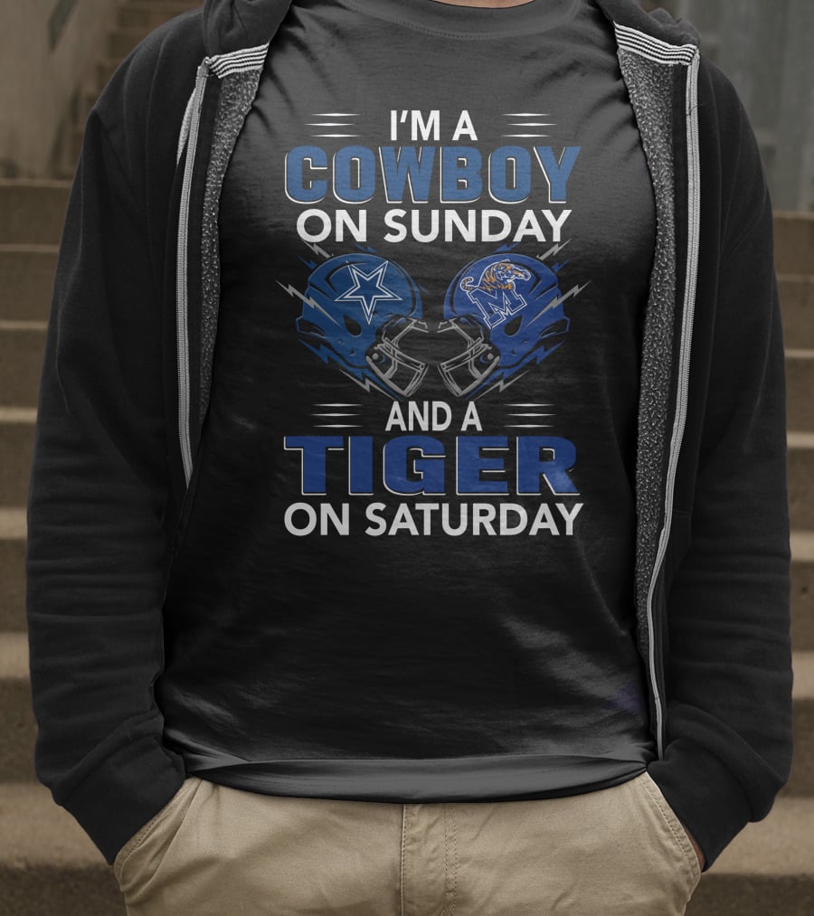I'm A Cowboy On Sunday And A Tiger On Saturday Helmet Clash T-Shirt