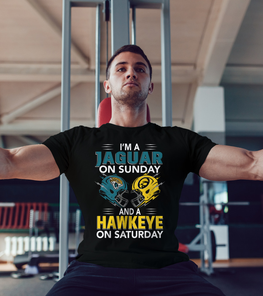 I'm A Jaguar On Sunday And A Hawkeye On Saturday Football Helmets T-Shirt