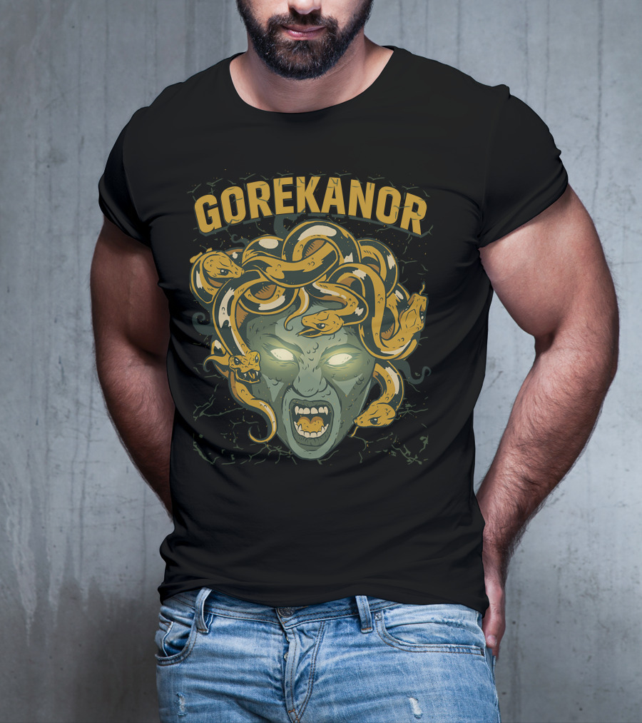 Gorekanor Medusa Snakes Glowing Eyes T-Shirt