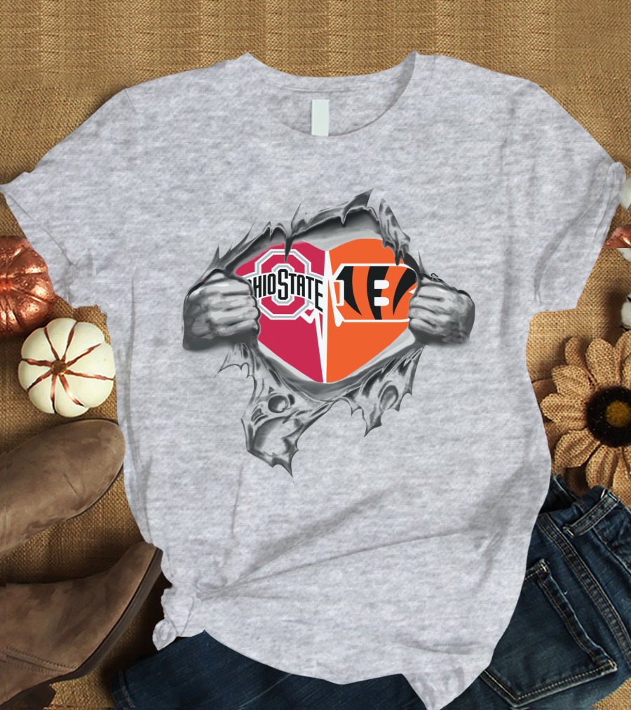 Ohio State Buckeyes Cincinnati Bengals Heart T-Shirt