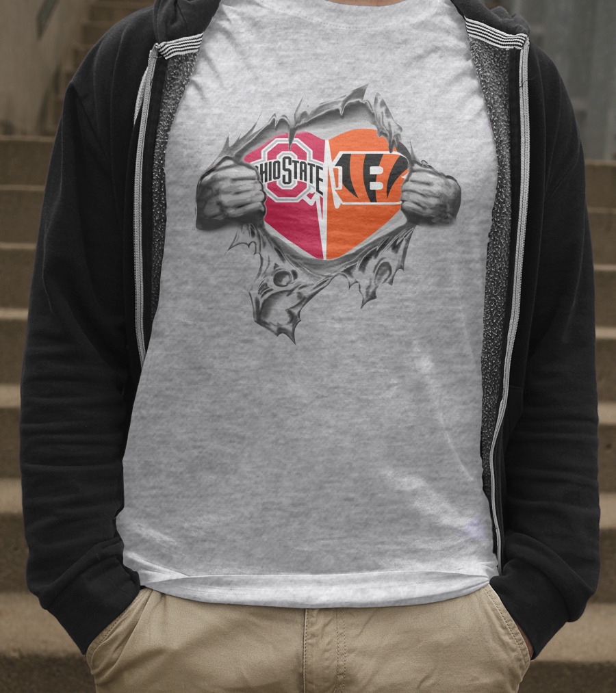 Ohio State Buckeyes Cincinnati Bengals Heart T-Shirt