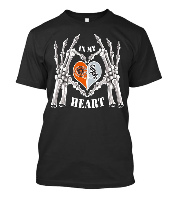 In My Heart Bears White Sox Skeleton Hands T-Shirt