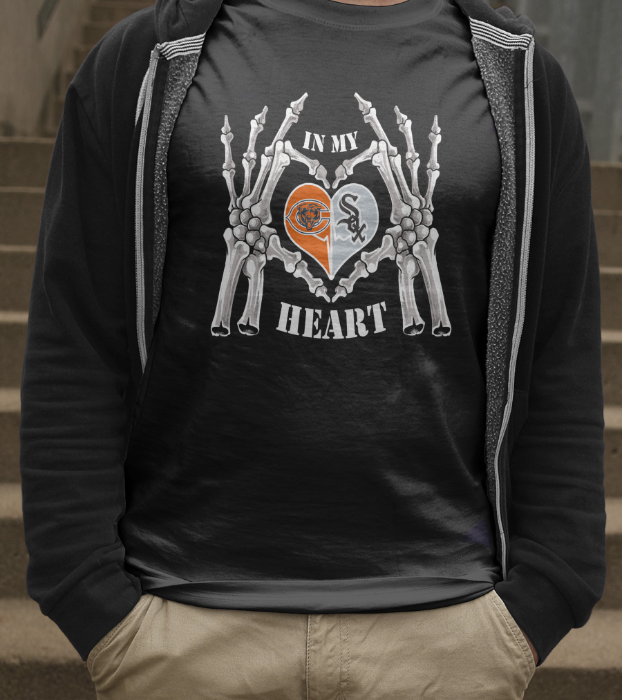 In My Heart Bears White Sox Skeleton Hands T-Shirt