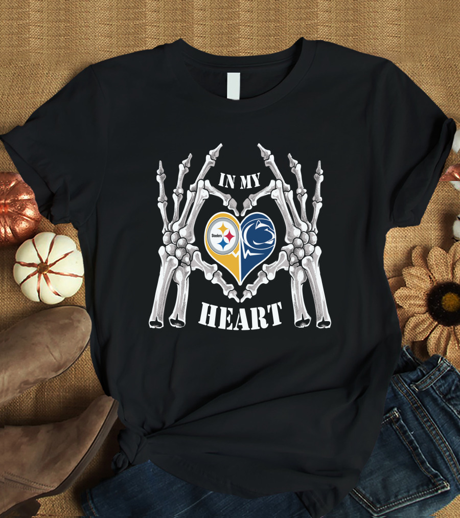 Steelers Penn State In My Heart Skeleton Hands T-Shirt