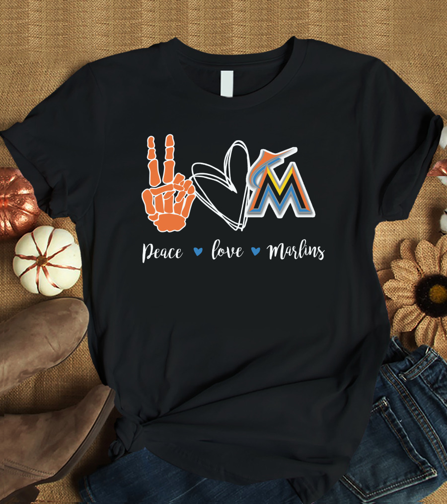 Peace Love Miami Marlins T-Shirt