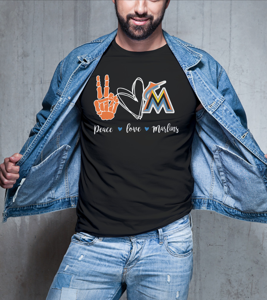Peace Love Miami Marlins T-Shirt