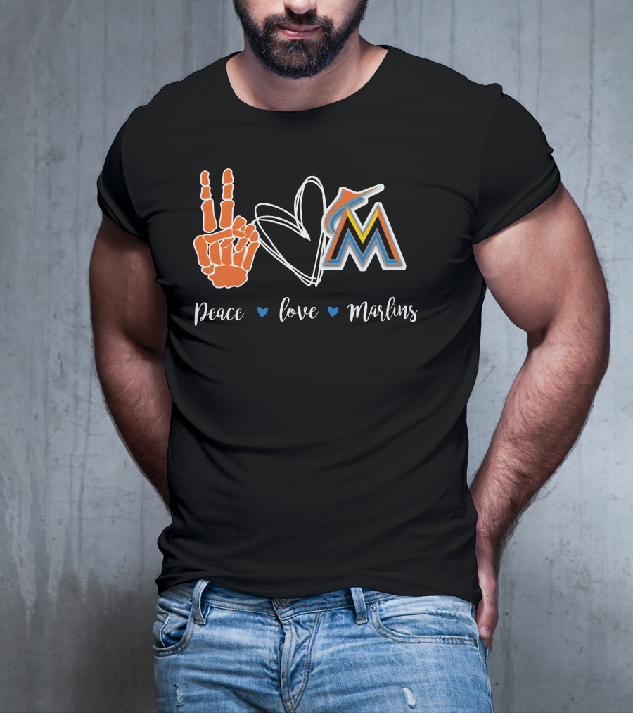 Peace Love Miami Marlins T-Shirt